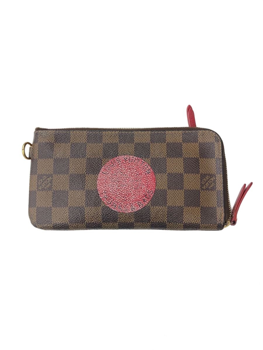 【中古】LOUIS VUITTON◆ポルト・フォイユ・コンプリス_ダミエ・エベヌ_T&B_BRW/PVC/BRW/総柄/レディース【服飾雑貨他】