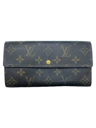 【中古】LOUIS VUITTON◆ポルト・トレゾール・インターナショナル_モノグラム・キャンバス_BRW/ボタン閉まらない【服飾雑貨他】 【中古】LOUIS VUITTON◆ポルト・トレゾール・インターナショナル_モノグラム・キャンバス_BRW/ボタン閉まらない【服飾雑貨他】