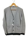 【中古】FRANKLEDER◆GREY COTTON JERSEY/カーディガン(薄手)/S/コットン/GRY/ストライプ/0817053【メンズウェア】