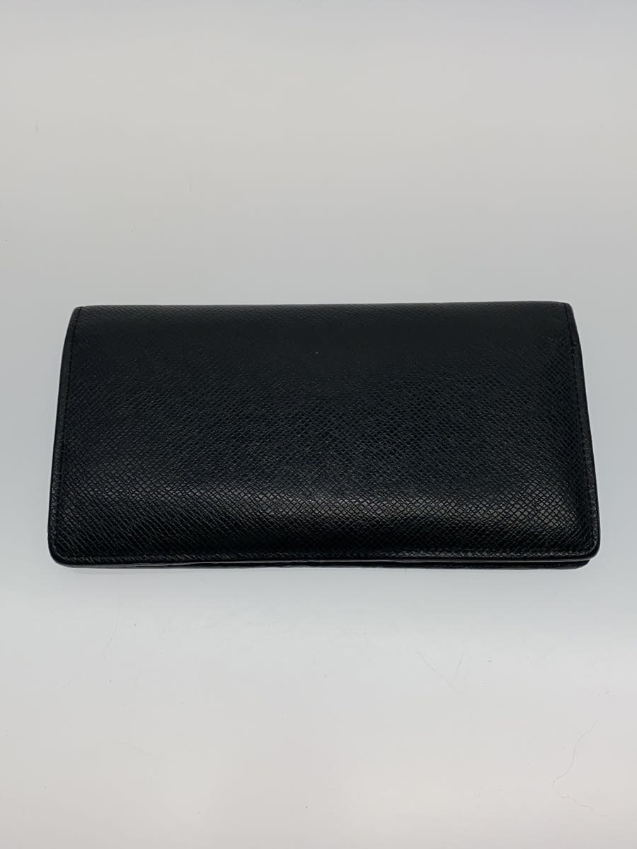 【中古】LOUIS VUITTON◆ポルト・フォイユ・ロン_タイガ_BLK/レザー/BLK/無地/メンズ【服飾雑貨他】