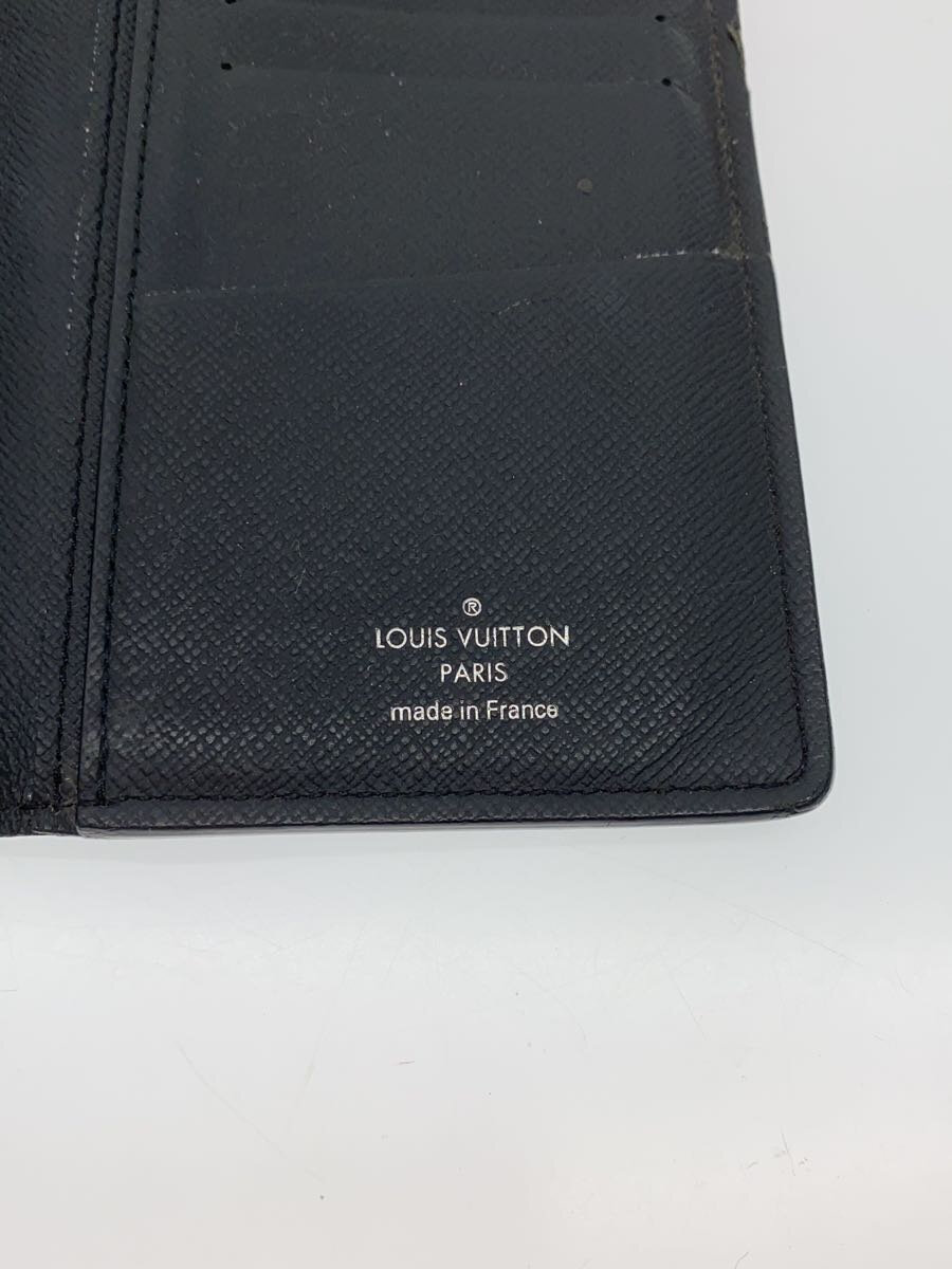【中古】LOUIS VUITTON◆ポルト・フォイユ・ロン_タイガ_BLK/レザー/BLK/無地/メンズ【服飾雑貨他】