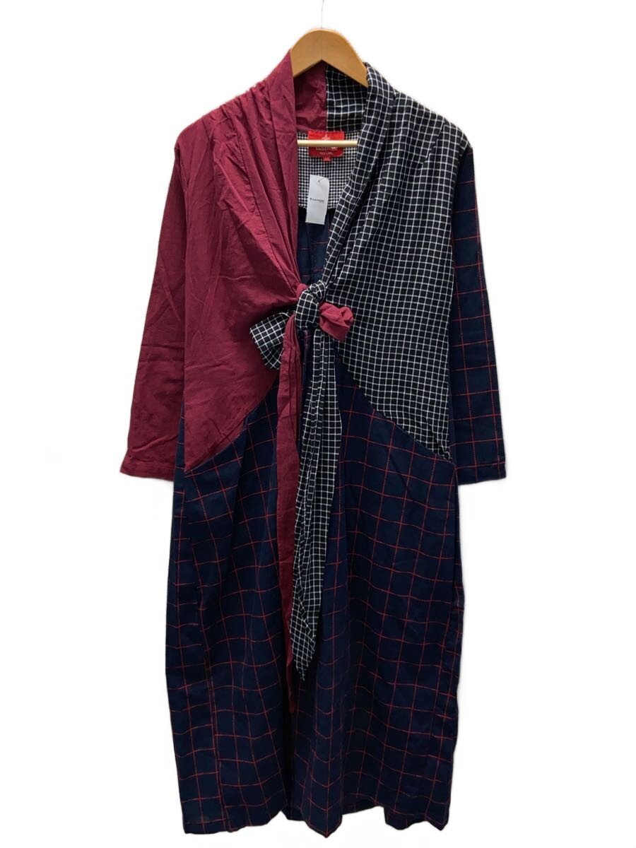 Vivienne Westwood RED LABEL◆長袖ワンピース/O/コットン/NVY/チェック/17-13-321006