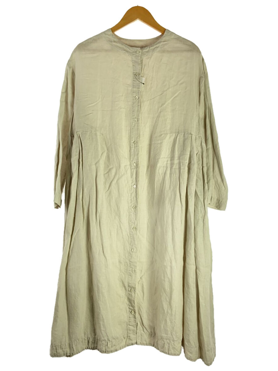 【中古】nest Robe◆長袖ワンピース/FREE/リネン/BEG/無地/01201-1414【レディースウェア】