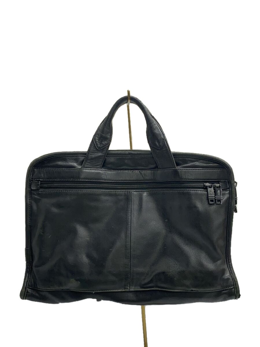 TUMI - 【中古】TUMI◆ブリーフケース/レザー/ブラック/無地/ショルダーベルト欠品/持ち手ダメージ/96101DH【バッグ】