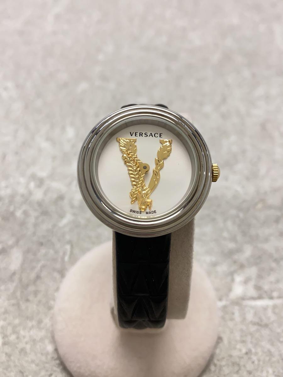 【中古】VERSACE◆クォーツ腕時計/アナログ/WHT/BLK/VET3【服飾雑貨他】