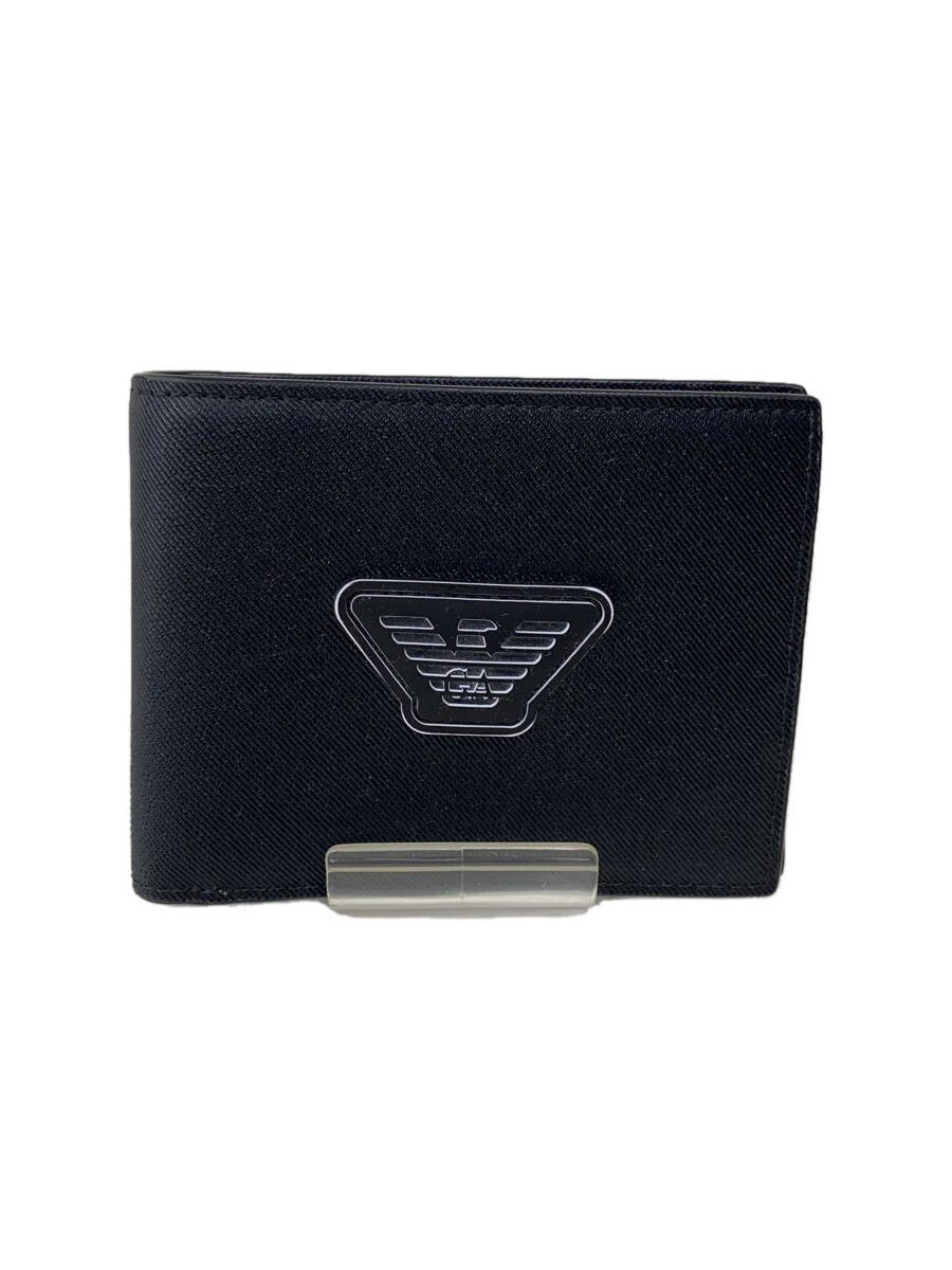 【中古】EMPORIO ARMANI◆2つ折り財布/--/BLK/無地/メンズ/y4r174 y019v 81072【服飾雑貨他】