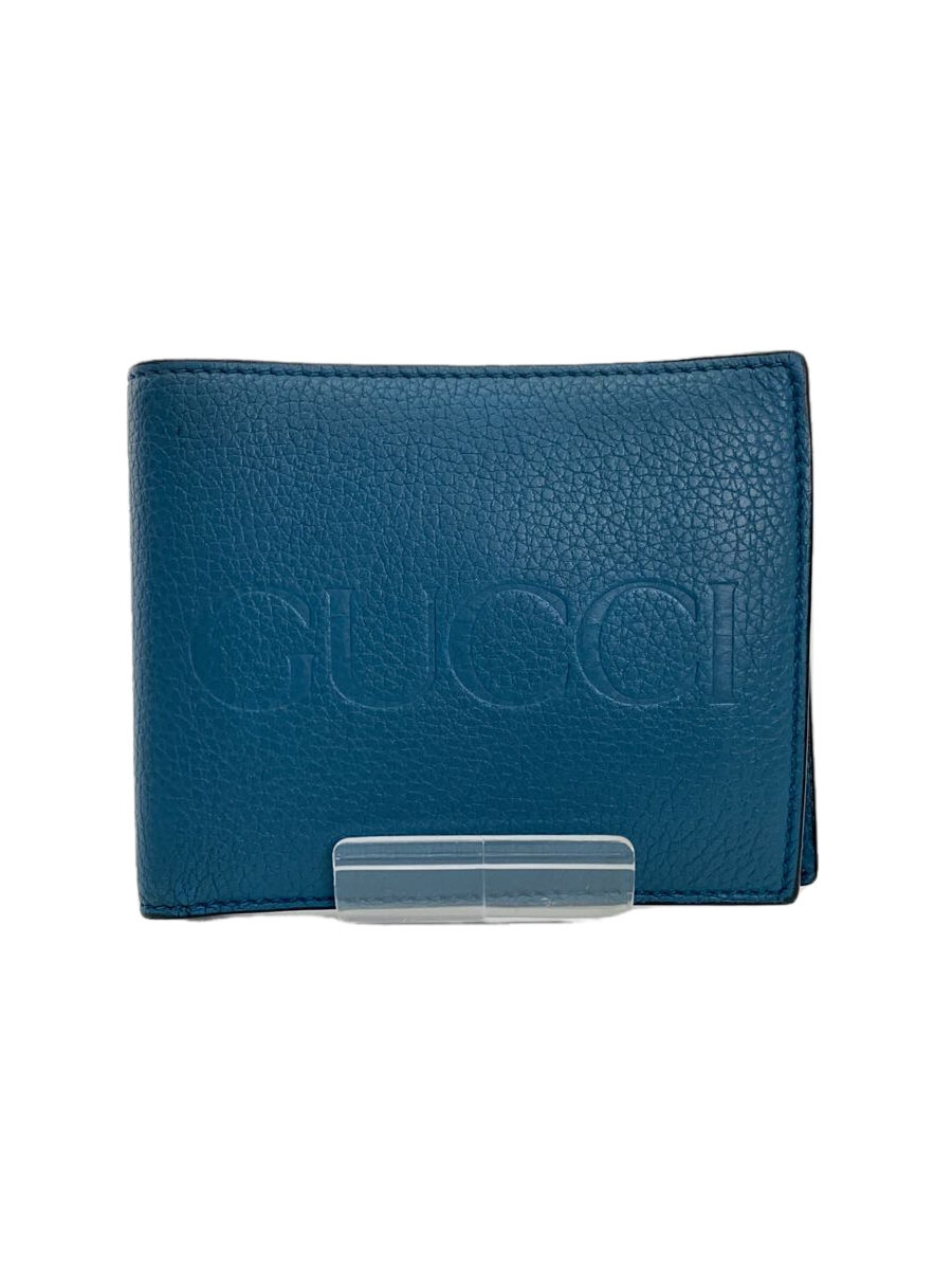 【中古】GUCCI◆2つ折り財布/レザー/ブルー/メンズ/658681/使用感有【服飾雑貨他】