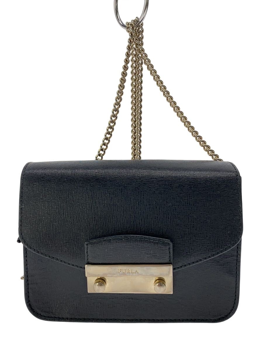 【中古】FURLA◆ショルダーバッグ/レザー/BLK/無地/930830/メトロポリス【バッグ】