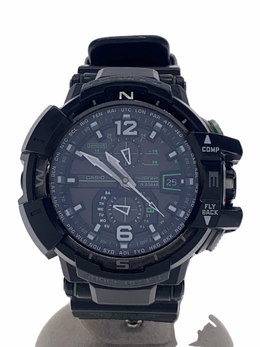 【中古】CASIO◆ソーラー腕時計・G-SHOCK/アナログ/BLK/BLK【服飾雑貨他】