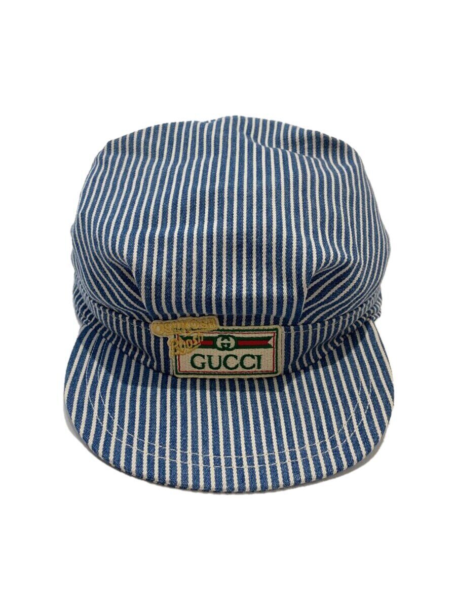 Hunting - 【中古】GUCCI◆キャスケット/L/コットン/BLU/ストライプ/レディース/753407【服飾雑貨他】