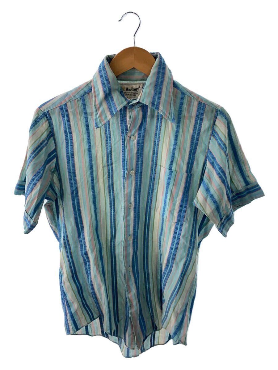 【中古】Marlbolo/半袖シャツ/15.5/コットン/BLU/ストライプ【メンズウェア】