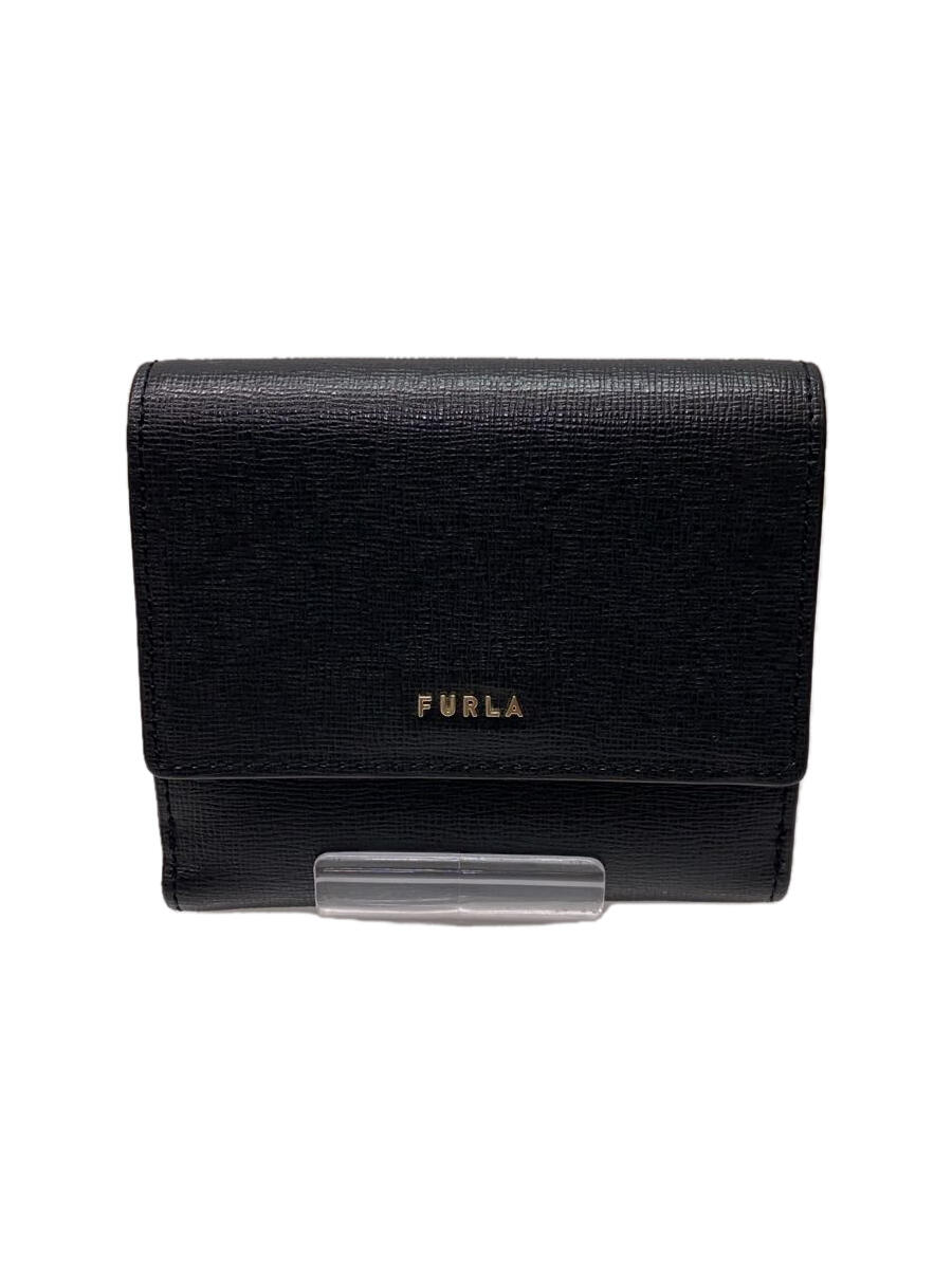 【中古】FURLA◆2つ折り財布/--/BLK/レ