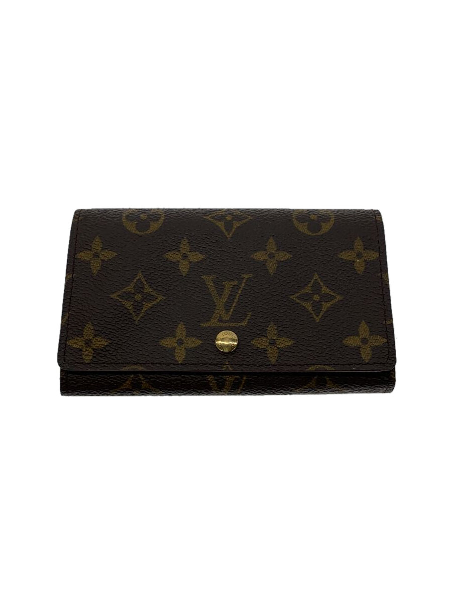 【中古】LOUIS VUITTON◆2)ポルト・フォイユ・トレゾール_モノグラム・キャンバス_BRW/PVC/BRW/モノグラム/レディース【服飾雑貨他】