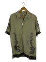 【中古】UTILITY/半袖シャツ/M/コットン/ベージュ/レーヨン混/龍【メンズウェア】