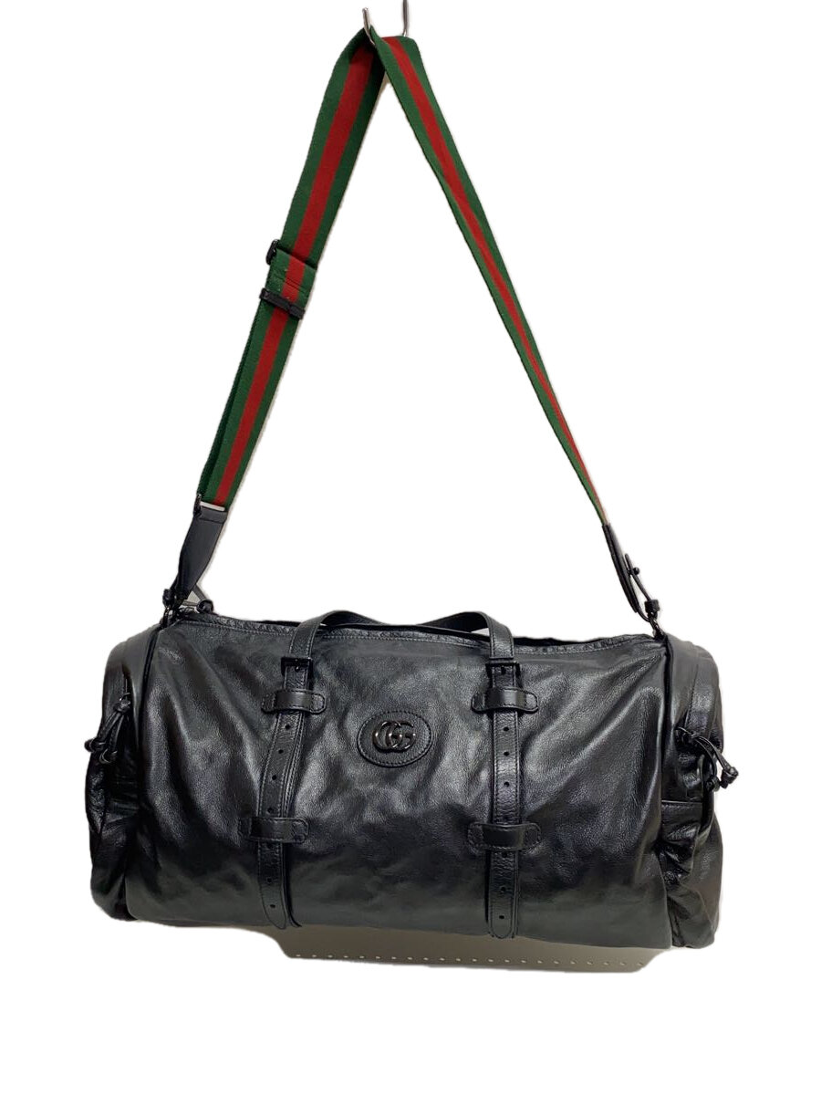GUCCI - 【中古】GUCCI◆ダブルG/2WAY/ボストンバッグ/レザー/BLK/725699//【バッグ】