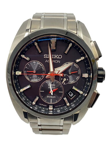【中古】SEIKO◆ソーラー腕時計/アナログ/BLK/SLV/5X53-0AV0【服飾雑貨他】 【中古】SEIKO◆ソーラー腕時計/アナログ/BLK/SLV/5X53-0AV0【服飾雑貨他】