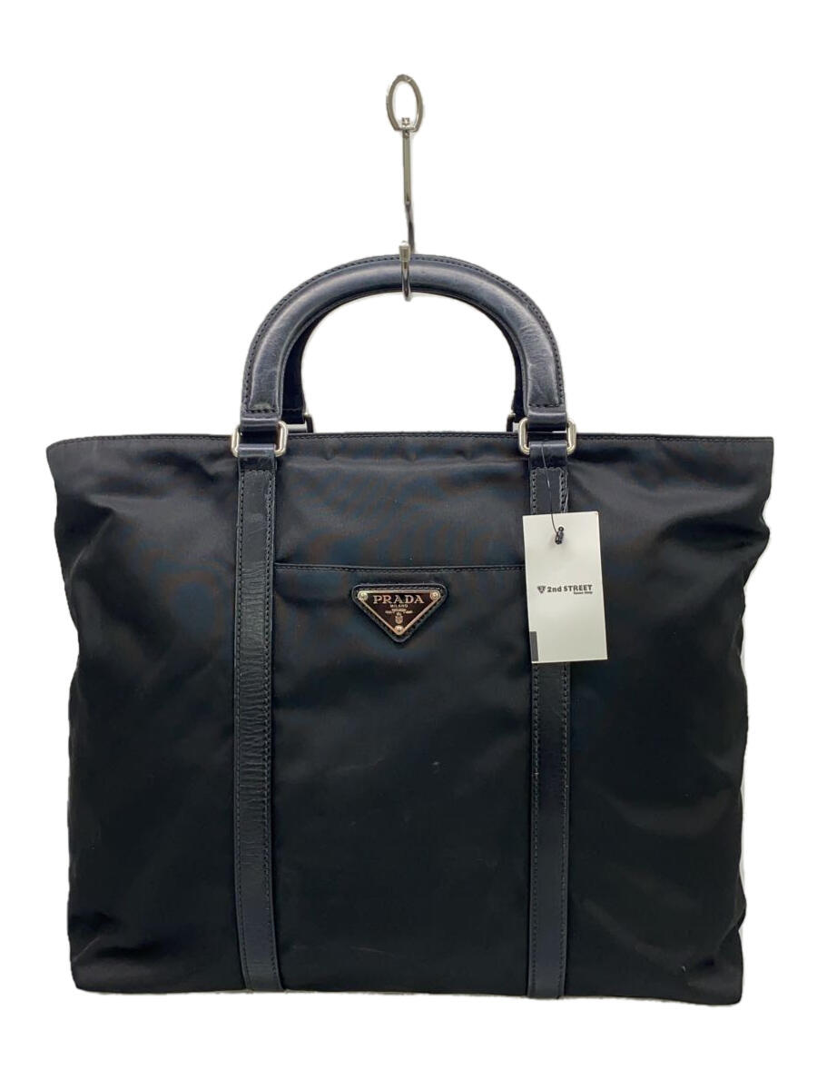 PRADA◆トートバッグ/ナイロン/BLK/テスート/ショルダー欠品