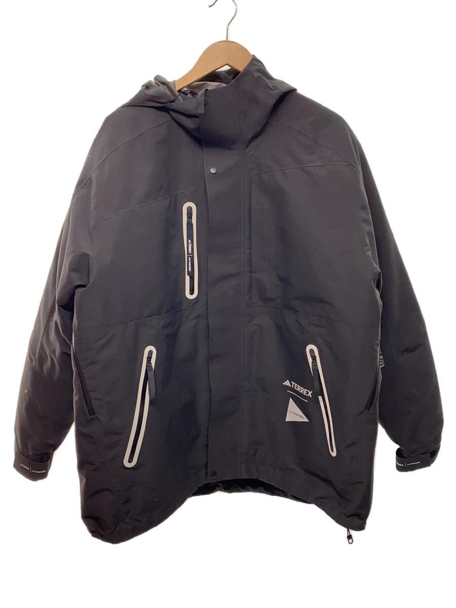 adidas◆ダウンジャケット/XL/ポリエステル/IJ5895/TERREX/XPLORIC/ブラック/プリント/ロゴ
