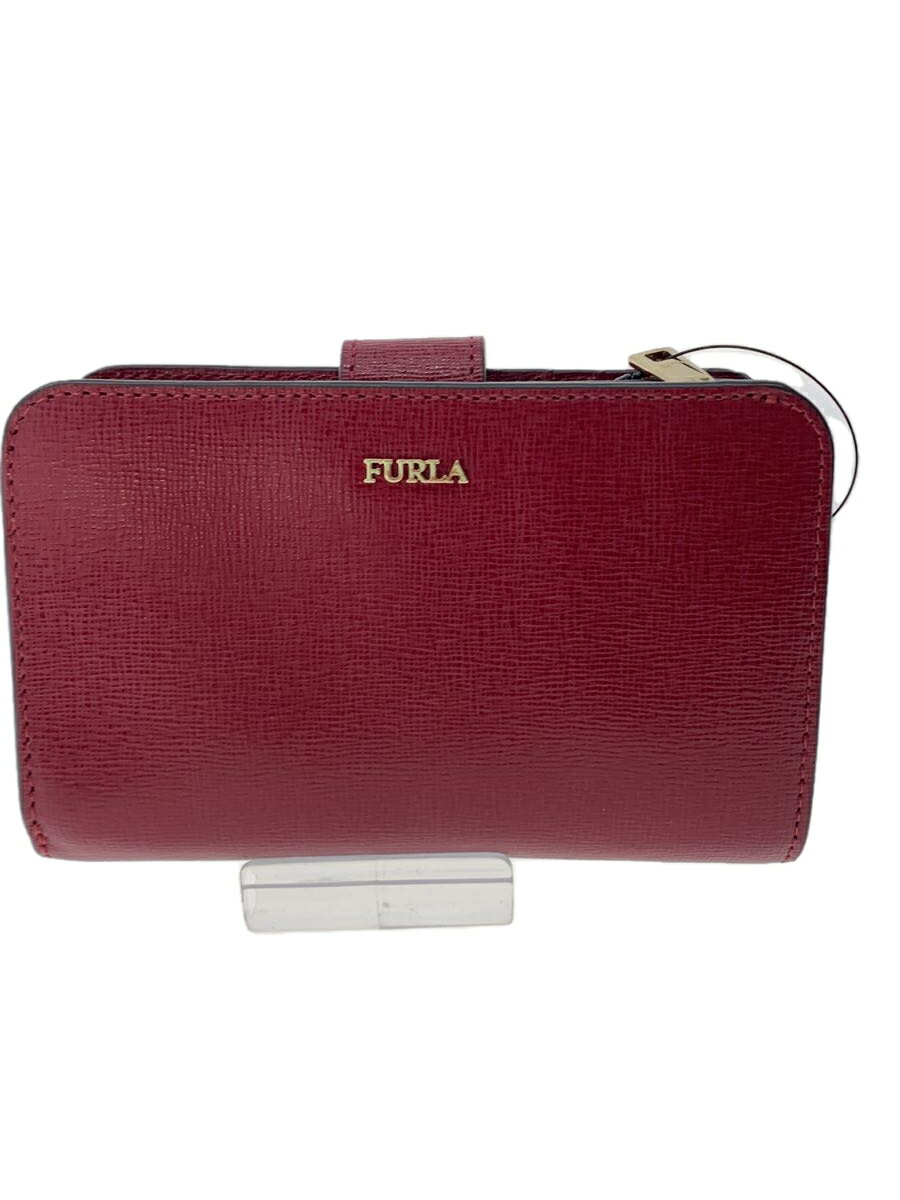 【中古】FURLA◆2つ折り財布/--/RED/レ