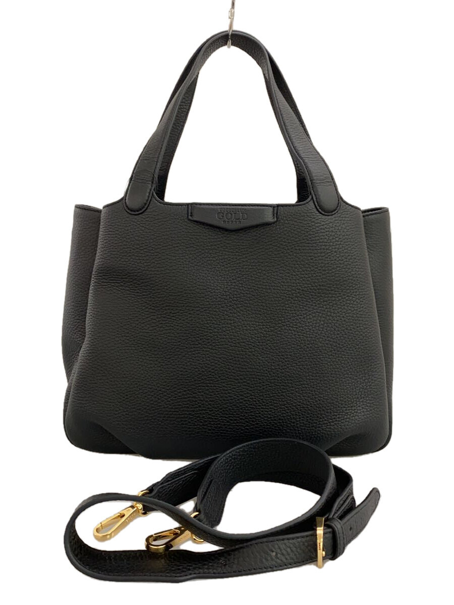 【中古】COCOCELUX GOLD◆ハンドバッグ/レザー/BLK/無地【バッグ】