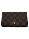 【中古】LOUIS VUITTON◆ポルト・モネ・ビエ・トレゾール_ダミエ・エベヌ_BRW/PVC/BRW/レディース【服飾雑貨他】(4)