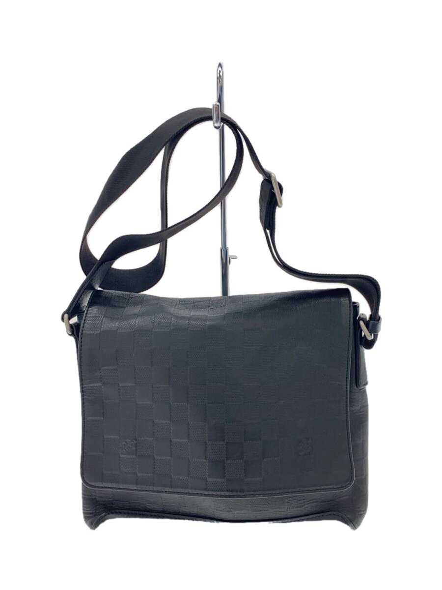 【中古】LOUIS VUITTON◆ディストリクトMM_ダミエ・アンフィニ_BLK/レザー/BLK【バッグ】