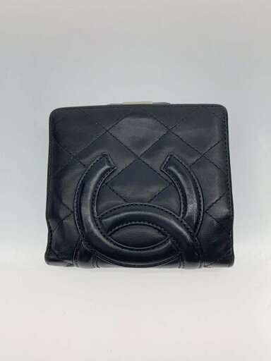 【中古】CHANEL◆カンボンライン/がま口/2つ折り財布/レザー/BLK/レディース【服飾雑貨他】 【中古】CHANEL◆カンボンライン/がま口/2つ折り財布/レザー/BLK/レディース【服飾雑貨他】
