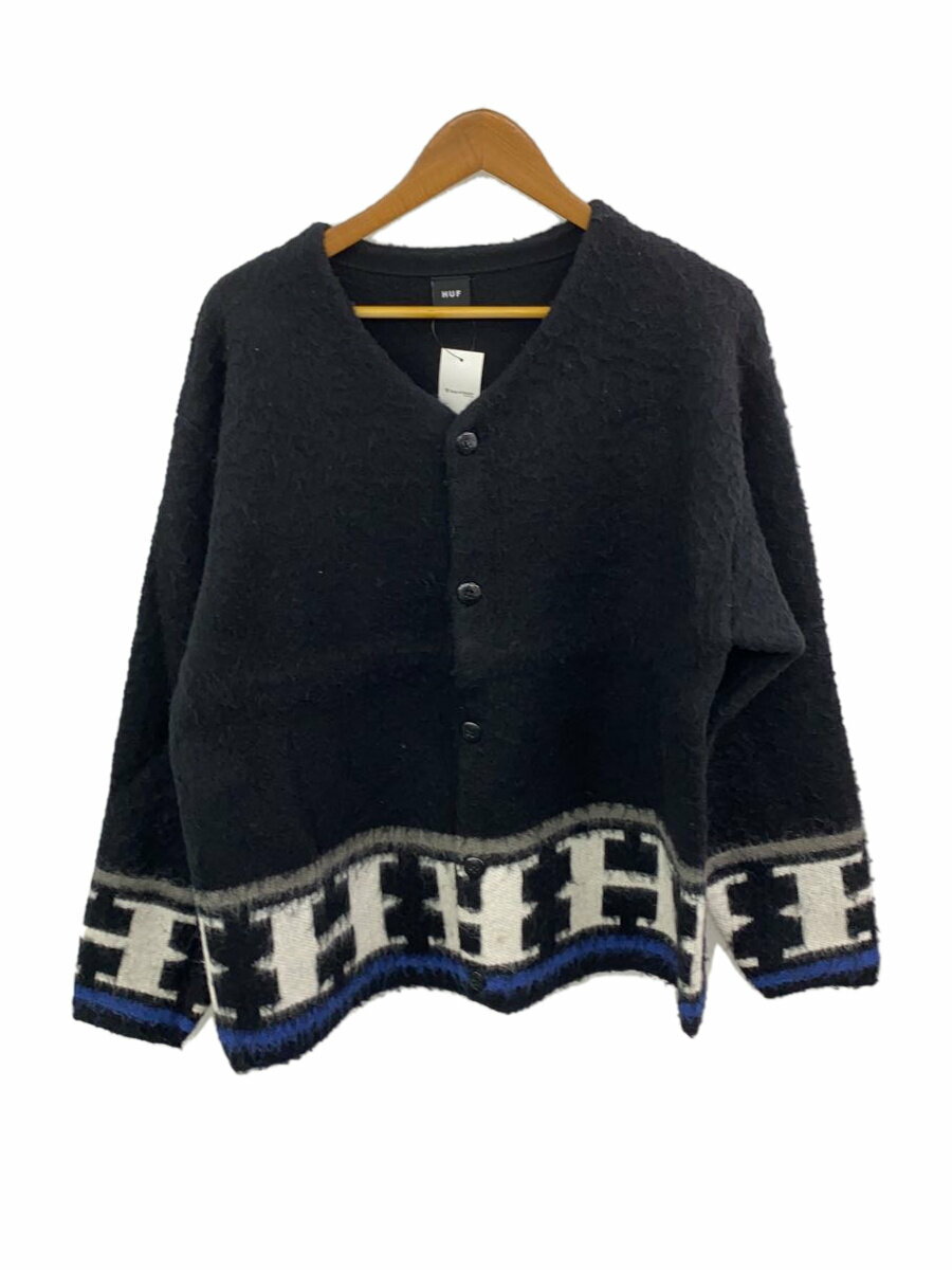 【中古】HUF◆カーディガン(厚手)/L/アクリル/BLK【メンズウェア】