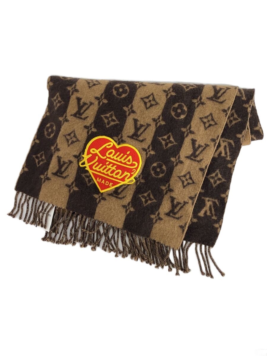 【中古】LOUIS VUITTON◆マフラー/カシミア/BRW/総柄/メンズ/MP3257【服飾雑貨他】