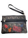 【中古】COACH◆クラッチバッグ/レザー/BLK/総柄/F84636【バッグ】