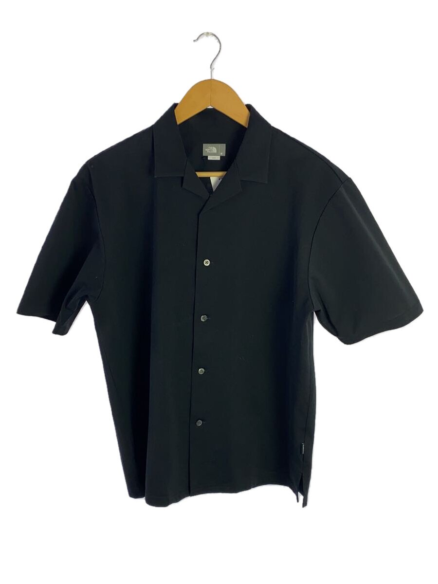 THE NORTH FACE◆S/S OPEN-COLLARED KNIT SHIRT/M/ポリエステル/BLK/無地/? NULL ?