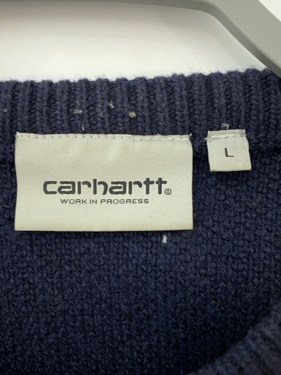 【中古】Carhartt◆ニット・セーター(厚手)/L/ウール/NVY【メンズウェア】
