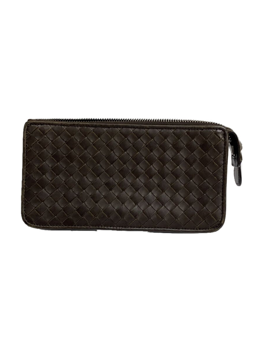 【中古】BOTTEGA VENETA◆イントレチャート/長財布/レザー/ブラウン/メンズ【服飾雑貨他】