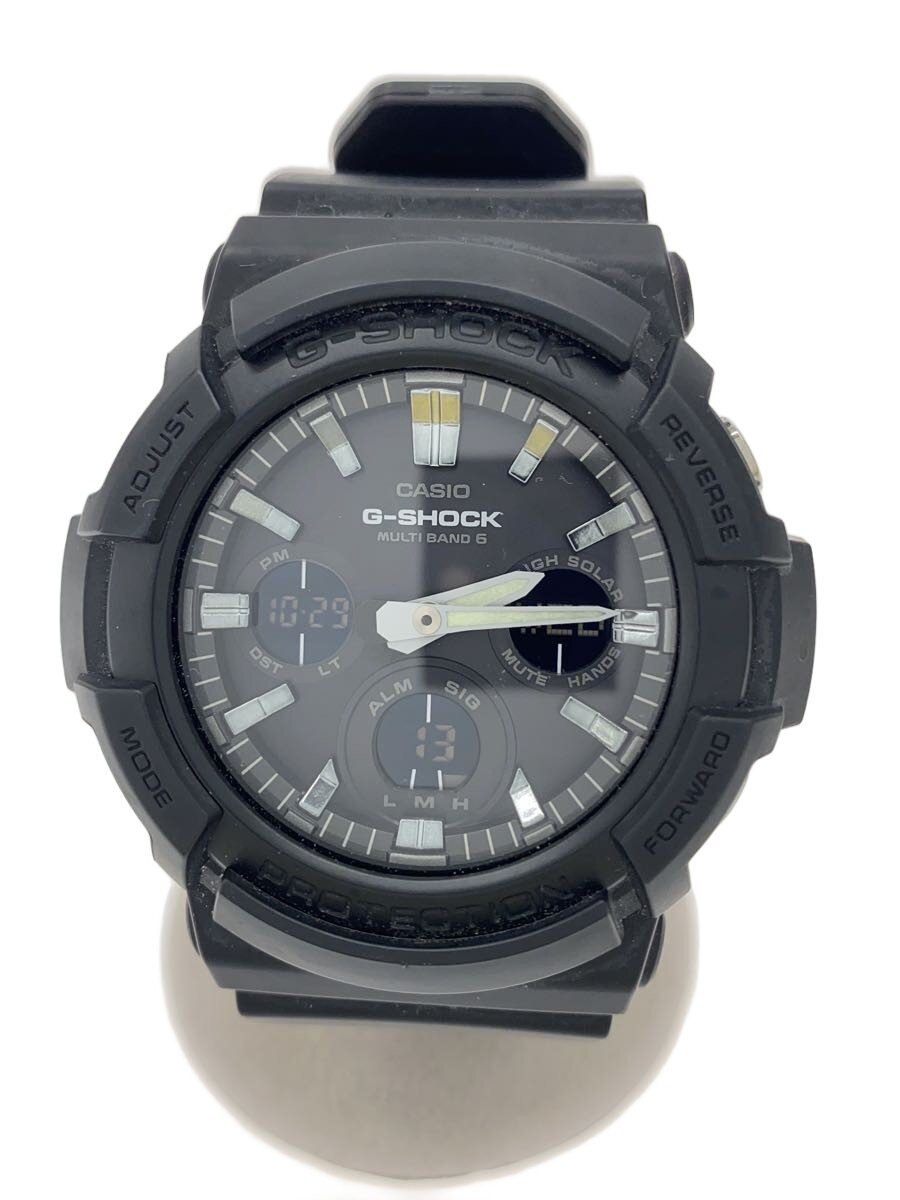 【中古】CASIO◆ソーラー腕時計・G-SHOCK/デジアナ/GRY/BLK【服飾雑貨他】