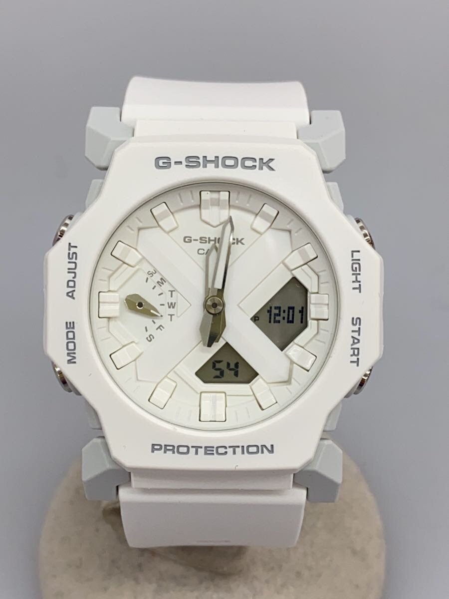 【中古】CASIO◆クォーツ腕時計_G-SHOCK/アナログ/ラバー/WHT/WHT//【服飾雑貨他】