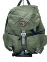 【中古】PRADA◆リュック/ナイロン/グリーン/三角ロゴプレート/B2811F【バッグ】