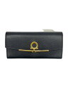 【中古】Salvatore Ferragamo◆長財布/--/BLK/無地/レディース/22 D150【服飾雑貨他】
