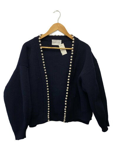 【中古】ADAM ET ROPE◆パール付きカーディガン/FREE/ポリエステル/NVY【レディースウェア】 【中古】ADAM ET ROPE◆パール付きカーディガン/FREE/ポリエステル/NVY【レディースウェア】