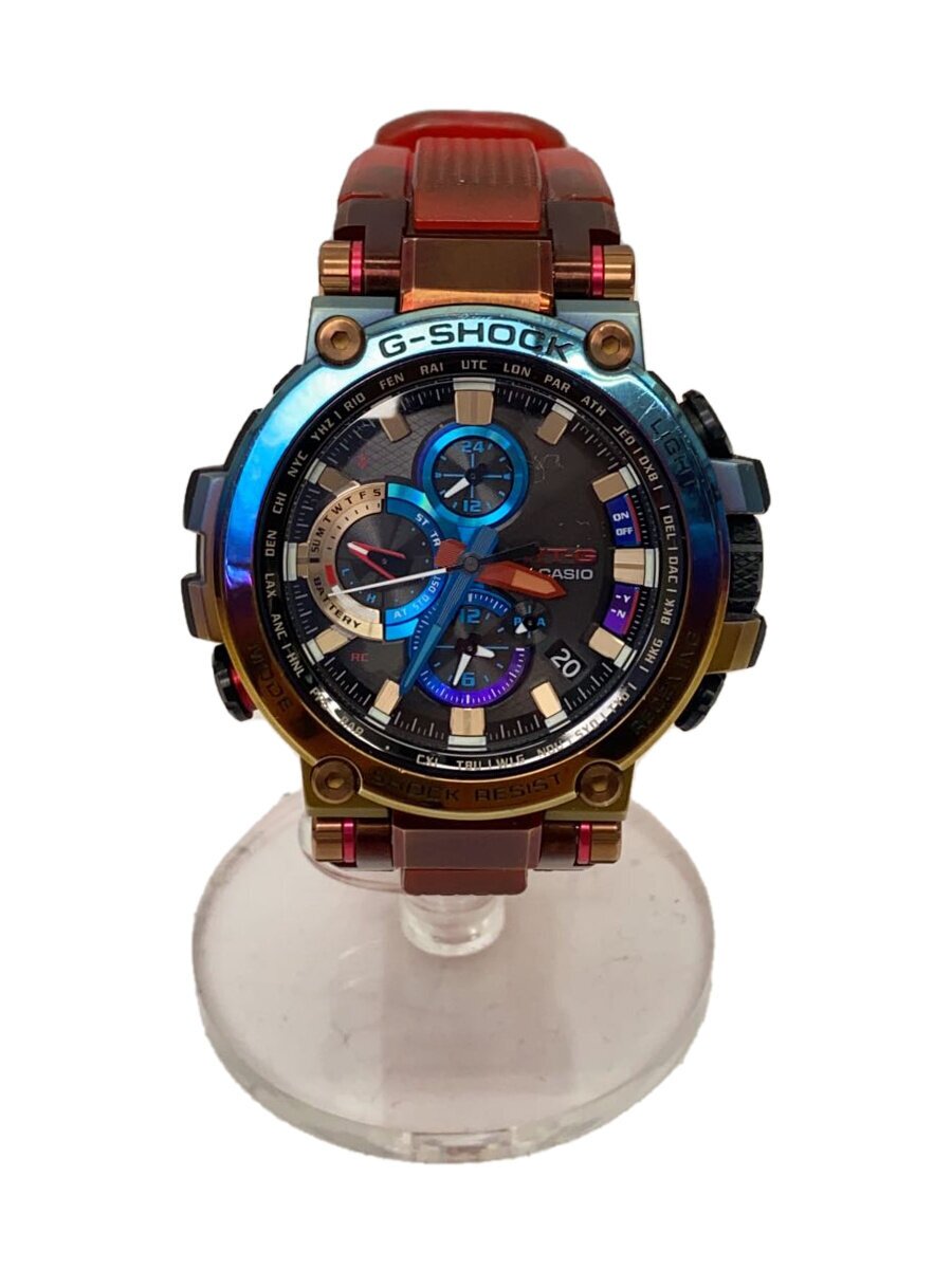 【中古】CASIO◆ソーラー腕時計_G-SHOCK/アナログ/ラバー/マルチカラー/RED【服飾雑貨他】