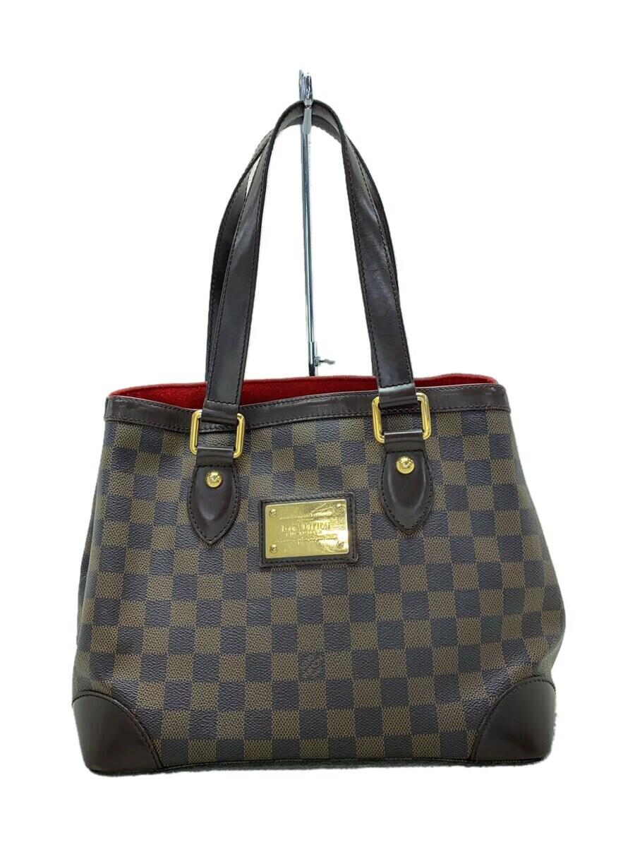 【中古】LOUIS VUITTON◆ハムステッドPM_ダミエ・エベヌ_BRW/トートバッグ/PVC/ブラウン/総柄【バッグ】