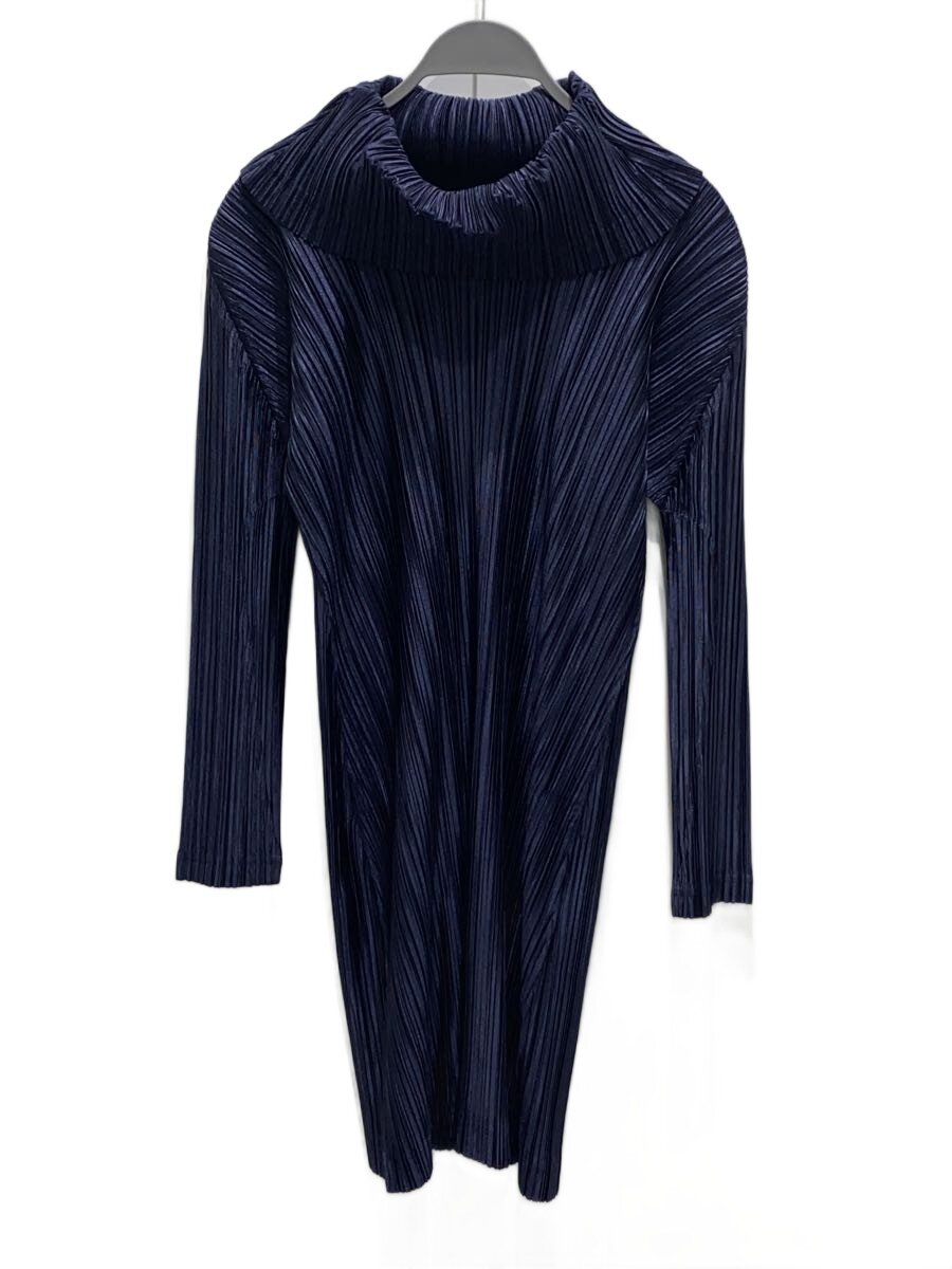【中古】PLEATS PLEASE ISSEY MIYAKE◆D/長袖ワンピース/3/ポリエステル/NVY/PP58-JH228【レディースウェア】(4.0)