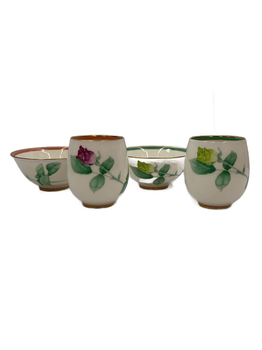 【中古】香蘭社◆湯呑/茶碗/4点セット/WHT【キッチン用品】