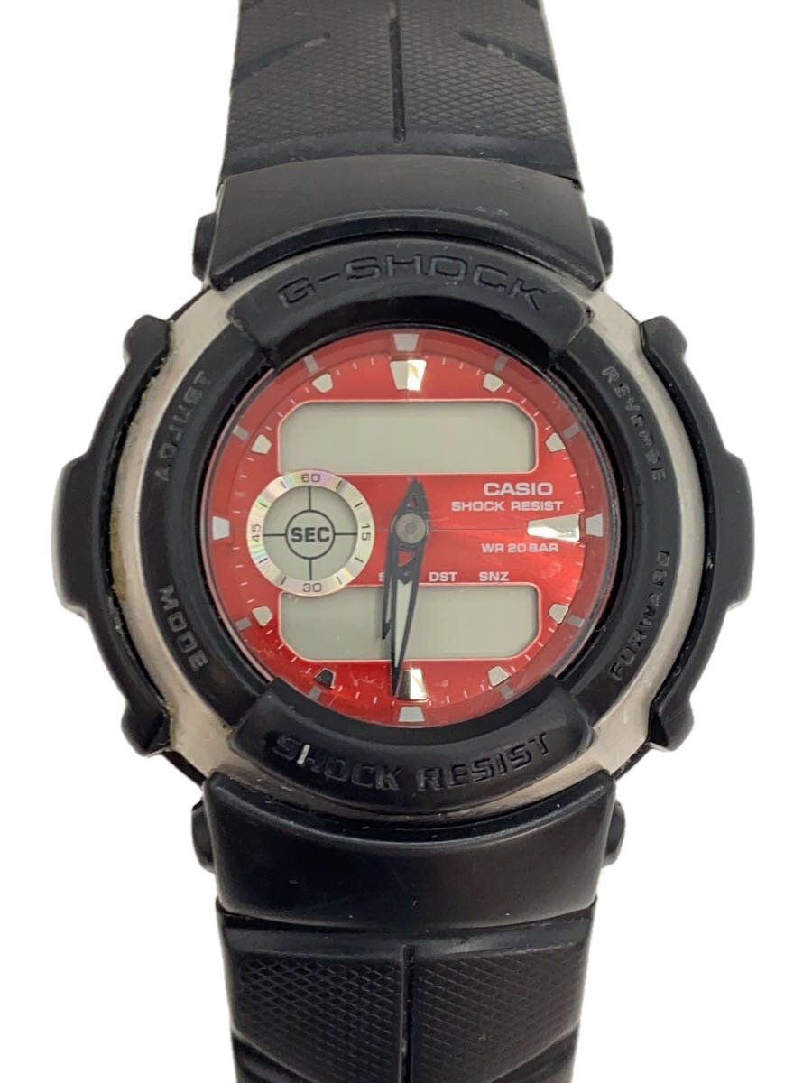 【中古】CASIO◆クォーツ腕時計/デジタル/RED/BLK/g-300【服飾雑貨他】