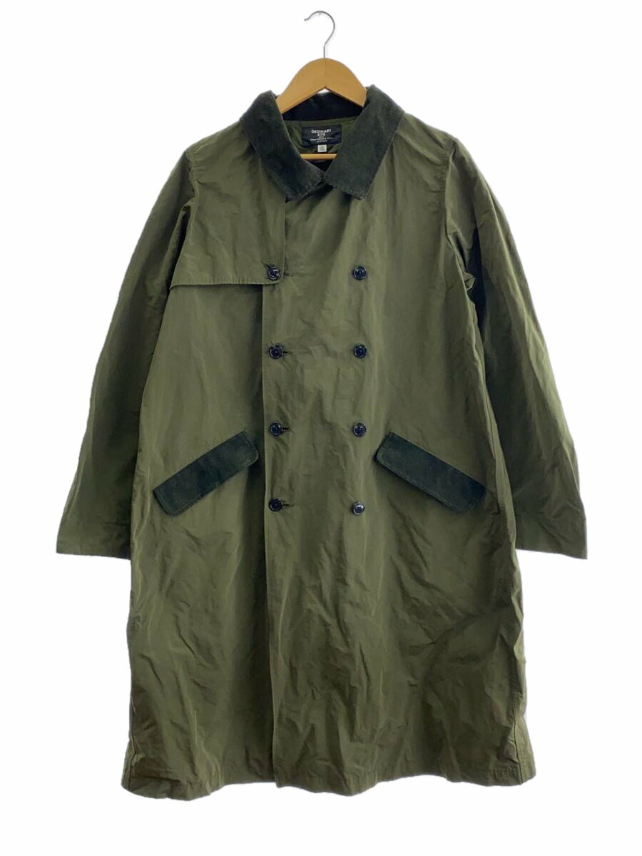 【中古】Ordinary Fits◆トレンチコート/2/ポリエステル/GRN/無地【メンズウェア】