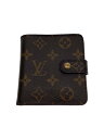 【中古】LOUIS VUITTON◆コンパクト・ジップ_モノグラム・キャンバス_BRW/PVC/BRW/メンズ【服飾雑貨他】