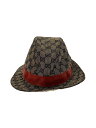 【中古】GUCCI◆ハット/M/ポリエステル/BEG/総柄/メンズ//【服飾雑貨他】