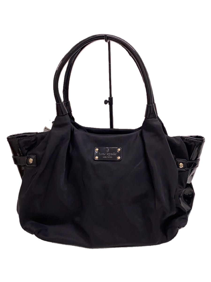 【中古】kate spade new york◆トートバッグ/エナメル/BLK/無地【バッグ】