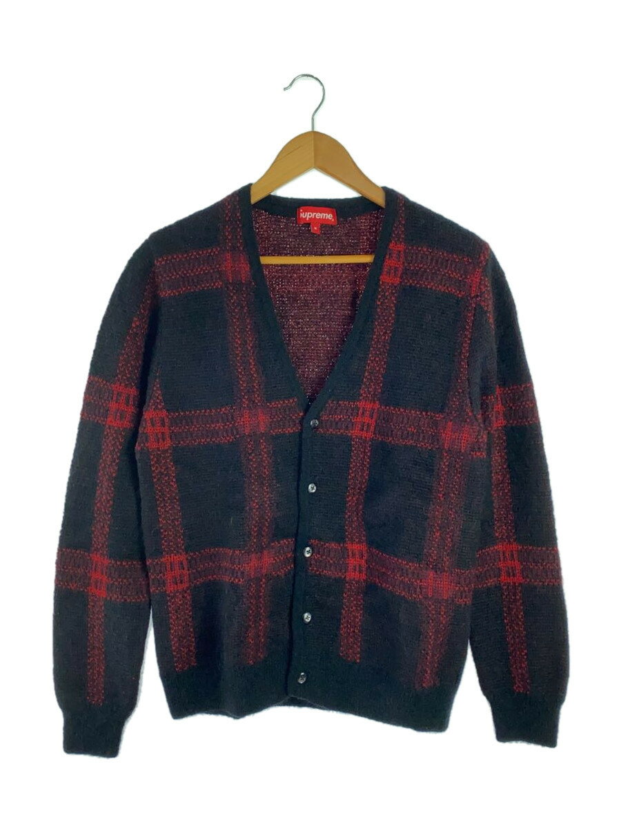 【中古】Supreme◆14AW/Plaid Mohair Cardigan/カーディガン(厚手)/M/モヘア/RED【メンズウェア】