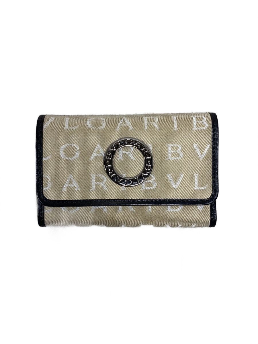 【中古】BVLGARI◆キーケース/キャンバス/BEG/メンズ【服飾雑貨他】