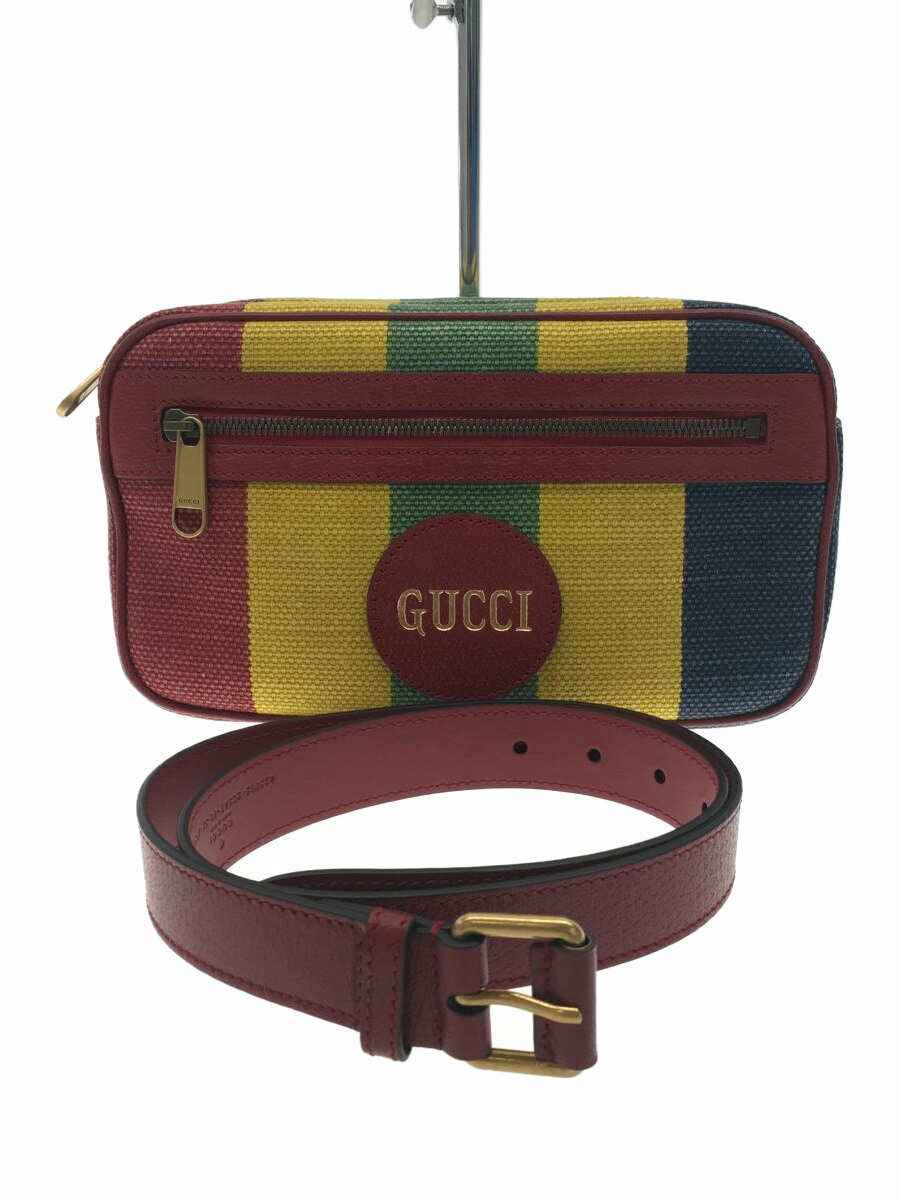 【中古】GUCCI◆ウエストバッグ/マルチカラー/ストライプ/625895/ラスタカラー【バッグ】